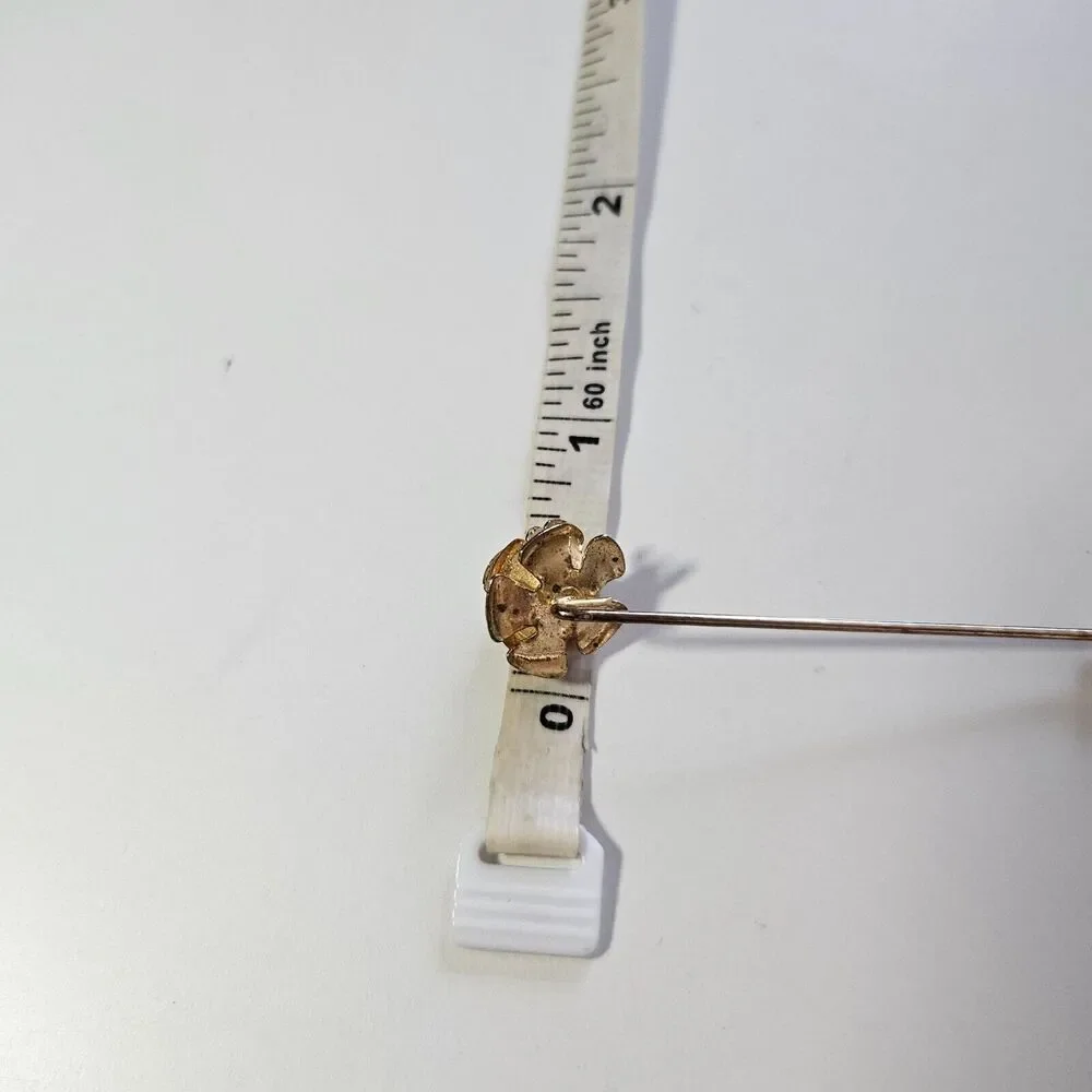 Gold tone flower stick pin faux pearl rose